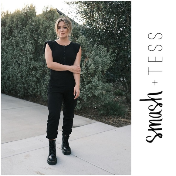 Smash + Tess Pants - SMASH + TESS x HILARY DUFF • The Banks Romper in Black • Large